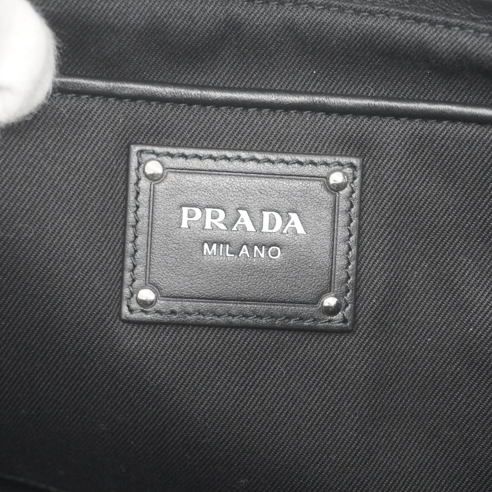 Auth Prada Canapa Women's Raffia Tote Bag Black - Picture 5 of 10